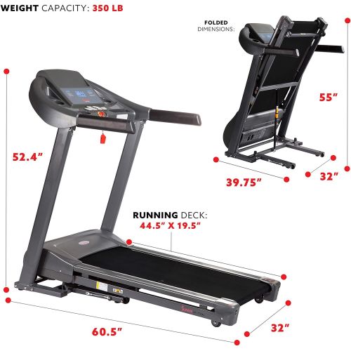  Sunny Health & Fitness T7643 Heavy Duty Walking Treadmill with 350 lb High Weight Capacity, Wide Walking Area and Folding for Storage