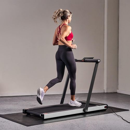  Sunny Health & Fitness ASUNA Space Saving Treadmill, Flat Folding with Speakers for AUX Audio Connection - 8730/G