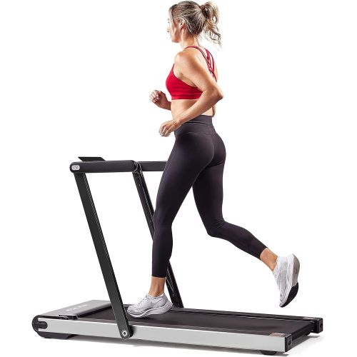  Sunny Health & Fitness ASUNA Space Saving Treadmill, Flat Folding with Speakers for AUX Audio Connection - 8730/G
