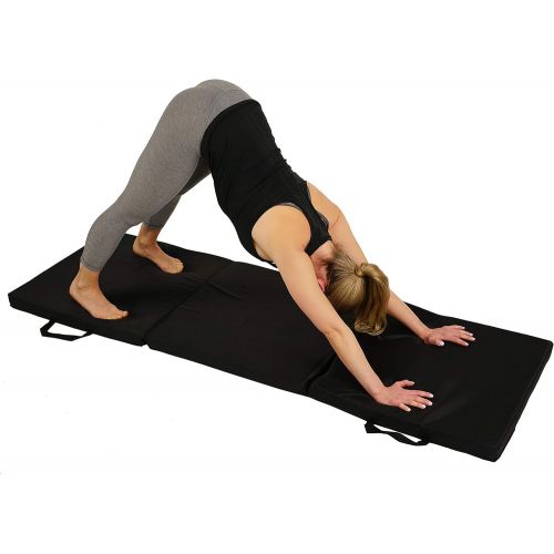 Sunny Health & Fitness Folding Gymnastics Tumbling Mat - Extra Thick with Carry Handles - for Exercise, Yoga, Fitness, Aerobics, Martial Arts, Cardio