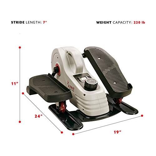  Sunny Health & Fitness Fully Assembled Magnetic Under Desk Elliptical  SF-E3872, Grey