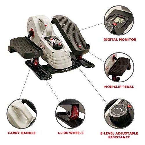  Sunny Health & Fitness Fully Assembled Magnetic Under Desk Elliptical  SF-E3872, Grey