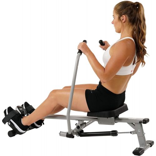  Sunny Health & Fitness SF-RW5639 Full Motion Rowing Machine Rower w/ 350 lb Weight Capacity and LCD Monitor