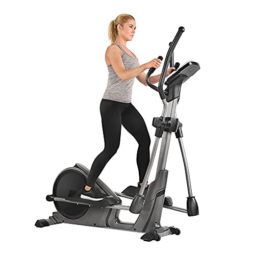  Sunny Health & Fitness Magnetic Elliptical Trainer Machine w/Device Holder, Programmable Monitor and Heart Rate Monitoring, 330 LB Max Weight - SF-E3912