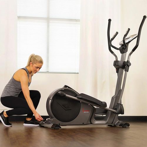  Sunny Health & Fitness Magnetic Elliptical Trainer Machine w/Device Holder, Programmable Monitor and Heart Rate Monitoring, 330 LB Max Weight - SF-E3912