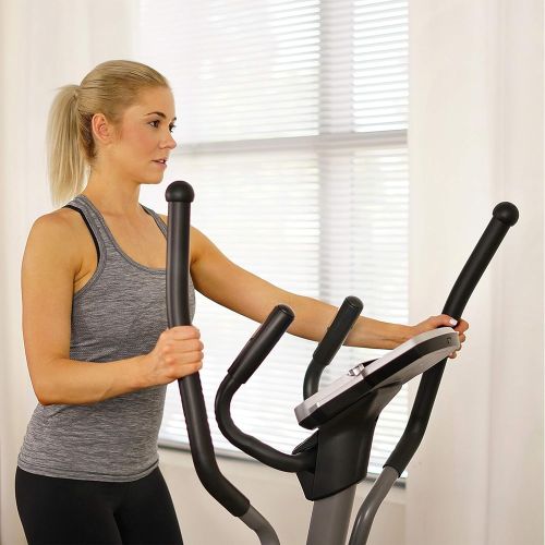  Sunny Health & Fitness Magnetic Elliptical Trainer Machine w/Device Holder, Programmable Monitor and Heart Rate Monitoring, 330 LB Max Weight - SF-E3912