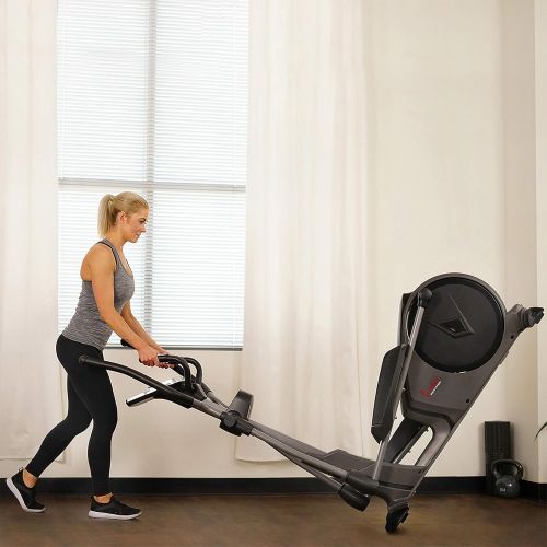  Sunny Health & Fitness Magnetic Elliptical Trainer Machine w/Device Holder, Programmable Monitor and Heart Rate Monitoring, 330 LB Max Weight - SF-E3912