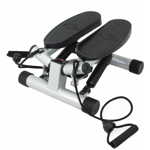  Sunny Health & Fitness Twisting Stair Stepper with Band, Silver