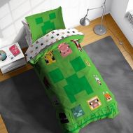 Sunny Side Up Minecraft Twin Comforter Set - 5 Piece Kids Bedding Includes Comforter, Sheets & Pillow Cover - Super Soft Gamer Microfiber Bed Set