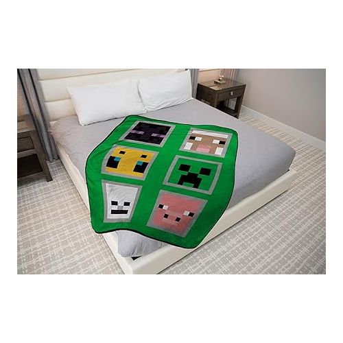  Minecraft Soft Plush Throw Blanket - Measures 46 x 60 Inches - Super Soft & Cozy Fleece Kids Bedding Features Creeper & Enderman