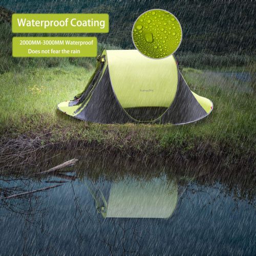  Sunnychic Automatic Pop Up Tent, 2-3 Persons Family Camping Tent, 3 Seconds Automatic Opening Waterproof Sun Shelter, Instant Tents for Outdoor Hiking 3 Season Tent