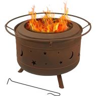 Sunnydaze 30-Inch Cosmic Smokeless Wood-Burning Fire Pit with Cover and Poker - Steel Outdoor Smokeless Fire Pit for The Backyard