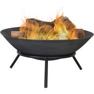 Sunnydaze 22-Inch Cast Iron Wood-Burning Fire Pit Bowl with Portable Stand - Black Steel Finish
