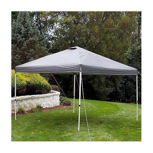  Sunnydaze 12x12 Foot Premium Pop-Up Canopy Shade with Vent - Heavy-Duty Square PU-Coated 150D Oxford Fabric Replacement Top for Canopy - Gray