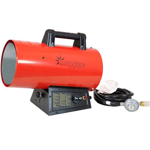  [아마존베스트]Sunnydaze Decor Sunnydaze 60,000 BTU Forced Air Propane Heater - Portable Heat for Construction Sites - Auto-Shutoff for Overheating Protection - Adjustable Heating Output - Piezo Ignition - Red a