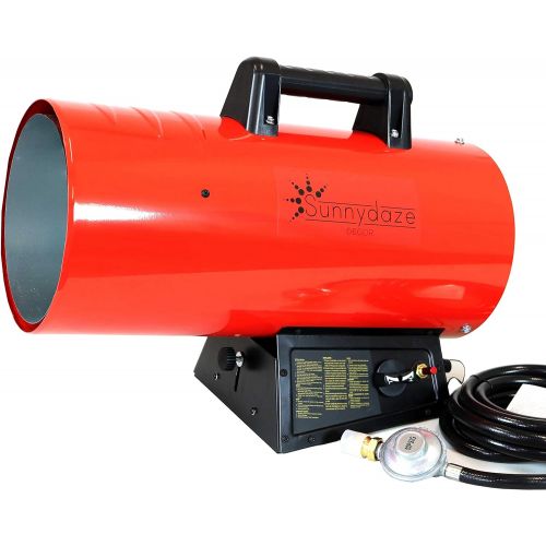  [아마존베스트]Sunnydaze Decor Sunnydaze 85,000 BTU Forced Air Propane Heater - Portable Heat for Construction Sites - Auto-Shutoff for Overheating Protection - Adjustable Heating Output - Piezo Ignition - Red a