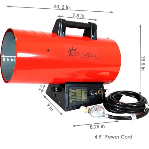  [아마존베스트]Sunnydaze Decor Sunnydaze 85,000 BTU Forced Air Propane Heater - Portable Heat for Construction Sites - Auto-Shutoff for Overheating Protection - Adjustable Heating Output - Piezo Ignition - Red a
