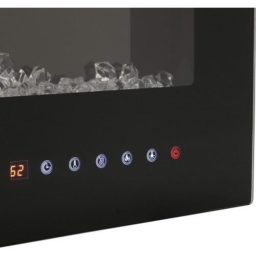  Sunnydaze Modern Flame 36-Inch Mounted Indoor Electric Fireplace - Horizontal LED Electronic Fireplace - Wall-Mounted or Recessed Installation - 9 Color Options for Flames - Black