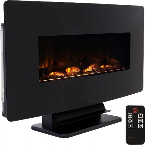  Sunnydaze 35.75 Curved Face Wall Mount or Freestanding Color-Changing Fireplace - Indoor LED Electric Fireplace Heater - Floating or Floor/Tabletop Stand Installation - 7 Flame Col