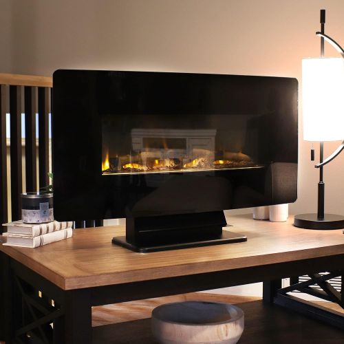  Sunnydaze 35.75 Curved Face Wall Mount or Freestanding Color-Changing Fireplace - Indoor LED Electric Fireplace Heater - Floating or Floor/Tabletop Stand Installation - 7 Flame Col