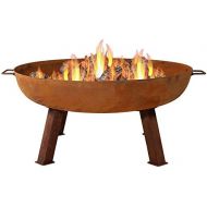 Sunnydaze Cast Iron Outdoor Fire Pit Bowl 34 Inch Large Round Bonfire Wood Burning Patio & Backyard Firepit for Outside with Portable Fireplace Metal Handles, Rustic