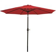 Sunnydaze Decor Sunnydaze 9 Foot Outdoor Patio Umbrella - Push-Button Tilt & Crank Patio Table Umbrella - Aluminum Pole & Polyester Shade Canopy - Red
