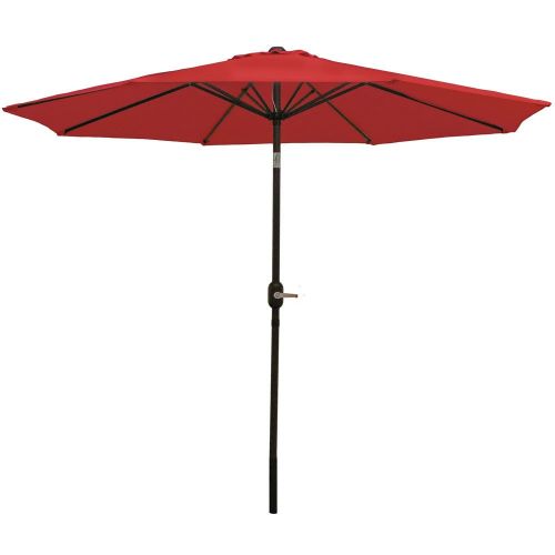  Sunnydaze Decor Sunnydaze 9 Foot Outdoor Patio Umbrella - Push-Button Tilt & Crank Patio Table Umbrella - Aluminum Pole & Polyester Shade Canopy - Red