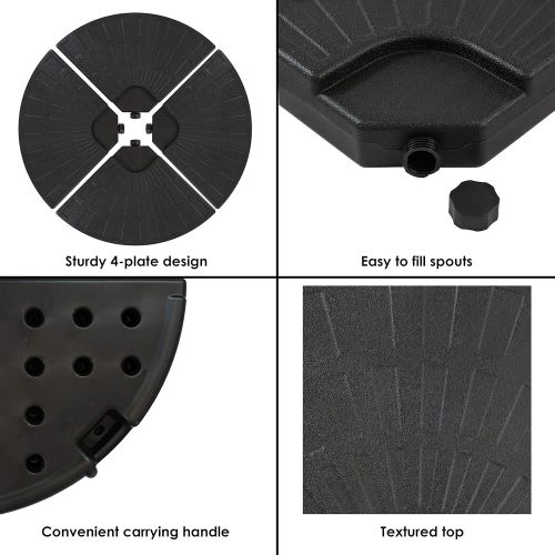  Sunnydaze Decor Sunnydaze Heavy-Duty Cantilever Offset Patio Umbrella Base Plate Weights with Design for Outdoor Cross Style Bases, Set of 4, Black