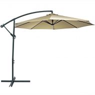 Sunnydaze Decor Sunnydaze Patio Offset Umbrella, Steel, 10-Foot, with Cross Base, Crank and Cantilever, Beige