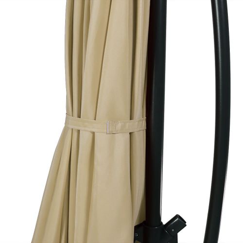  Sunnydaze Decor Sunnydaze Patio Offset Umbrella, Steel, 10-Foot, with Cross Base, Crank and Cantilever, Beige