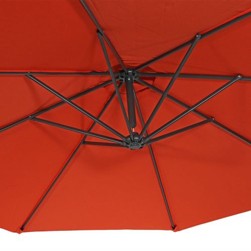  Sunnydaze Decor Sunnydaze Patio Offset Umbrella, Steel, 10-Foot, with Cross Base, Crank and Cantilever, Beige