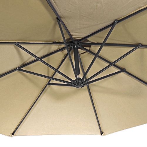  Sunnydaze Decor Sunnydaze Patio Offset Umbrella, Steel, 10-Foot, with Cross Base, Crank and Cantilever, Beige