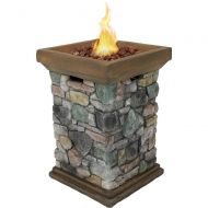 Sunnydaze Decor Sunnydaze Outdoor 30-Inch Tall Cast Rock Column Design Propane Gas Fire Pit