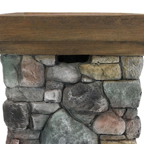  Sunnydaze Decor Sunnydaze Outdoor 30-Inch Tall Cast Rock Column Design Propane Gas Fire Pit