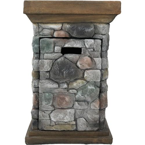  Sunnydaze Decor Sunnydaze Outdoor 30-Inch Tall Cast Rock Column Design Propane Gas Fire Pit