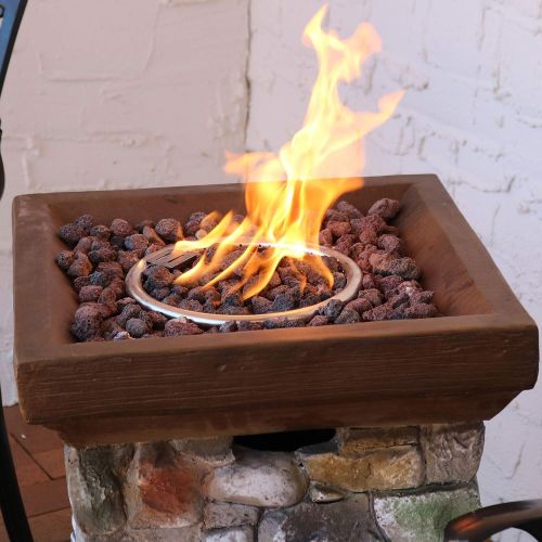  Sunnydaze Decor Sunnydaze Outdoor 30-Inch Tall Cast Rock Column Design Propane Gas Fire Pit