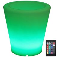 Sunnydaze Decor Sunnydaze Indoor/Outdoor LED Flower Pot with Remote Control, Rechargeable Battery, RGB Color-Changing, 12-Inch Diameter