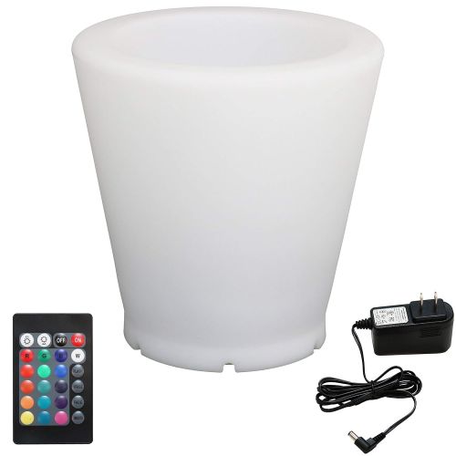  Sunnydaze Decor Sunnydaze Indoor/Outdoor LED Flower Pot with Remote Control, Rechargeable Battery, RGB Color-Changing, 12-Inch Diameter