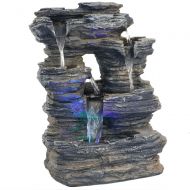 Sunnydaze Decor Sunnydaze Five Stream Rock Cavern Tabletop Fountain with Multi-Colored LED Lights