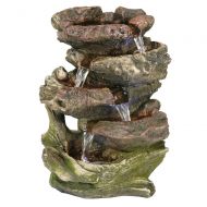 Sunnydaze Decor Sunnydaze 5-Step Rock Falls Tabletop Fountain with LED Lights, 14 Inch