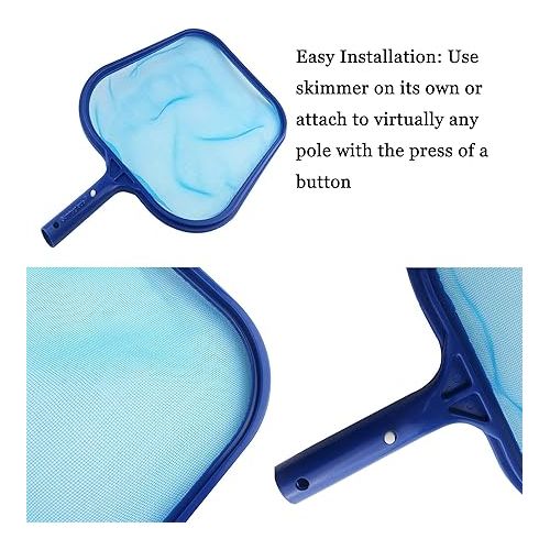  Sunnyglade Swimming Pool Cleaner Supplies/Professional Heavy Duty Pool Leaf Rake Fine Mesh Frame Net/Swimming Pool Cleaning Leaf Skim Net (Blue)