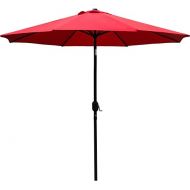 Sunnyglade 9' Patio Umbrella Outdoor Table Umbrella with 8 Sturdy Ribs (Red)