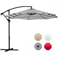 Sunnyglade 10 Outdoor Adjustable Offset Cantilever Hanging Patio Umbrella (Black and White)