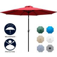 Sunnyglade 9 Patio Umbrella Outdoor Table Umbrella with 8 Sturdy Ribs (Red)