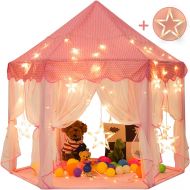 [아마존베스트]Sunnyglade 55 x 53 Princess Tent with 8.2 Feet Big and Large Star Lights Girls Large Playhouse Kids Castle Play Tent for Children Indoor and Outdoor Games