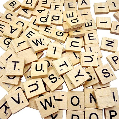  [아마존베스트]Sunnyglade 200PCS Wood Letter Tiles/Wooden Scrabble Tiles A-Z Capital Letters for Crafts, Pendants, Spelling (200PCS)
