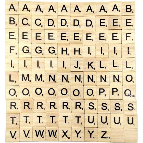  [아마존베스트]Sunnyglade 200PCS Wood Letter Tiles/Wooden Scrabble Tiles A-Z Capital Letters for Crafts, Pendants, Spelling (200PCS)