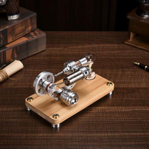  Sunnytech Hot Air Stirling Engine Colourful LED Single Flywheel Education Toy Electricity Power Generator M14-03-S