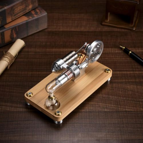  Sunnytech Hot Air Stirling Engine Colourful LED Single Flywheel Education Toy Electricity Power Generator M14-03-S