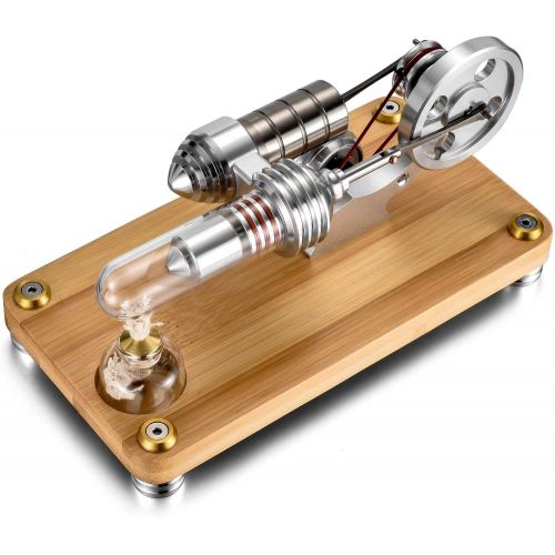  Sunnytech Hot Air Stirling Engine Colourful LED Single Flywheel Education Toy Electricity Power Generator M14-03-S